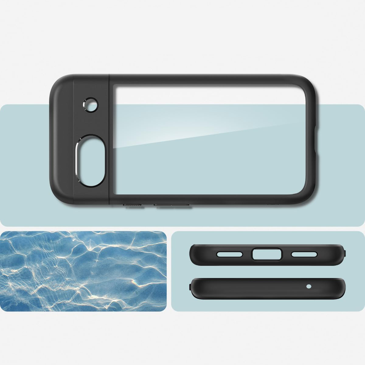 Etui Spigen Ultra Hybrid do Google Pixel 8a, przezroczysto-czarne